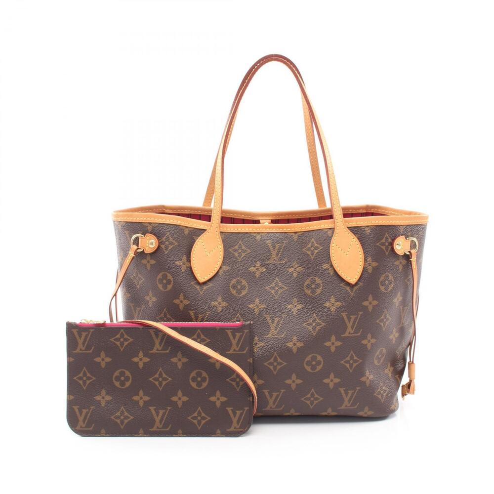 Louis Vuitton Neverfull Tote Bag Canvas Leather Monogram Brown